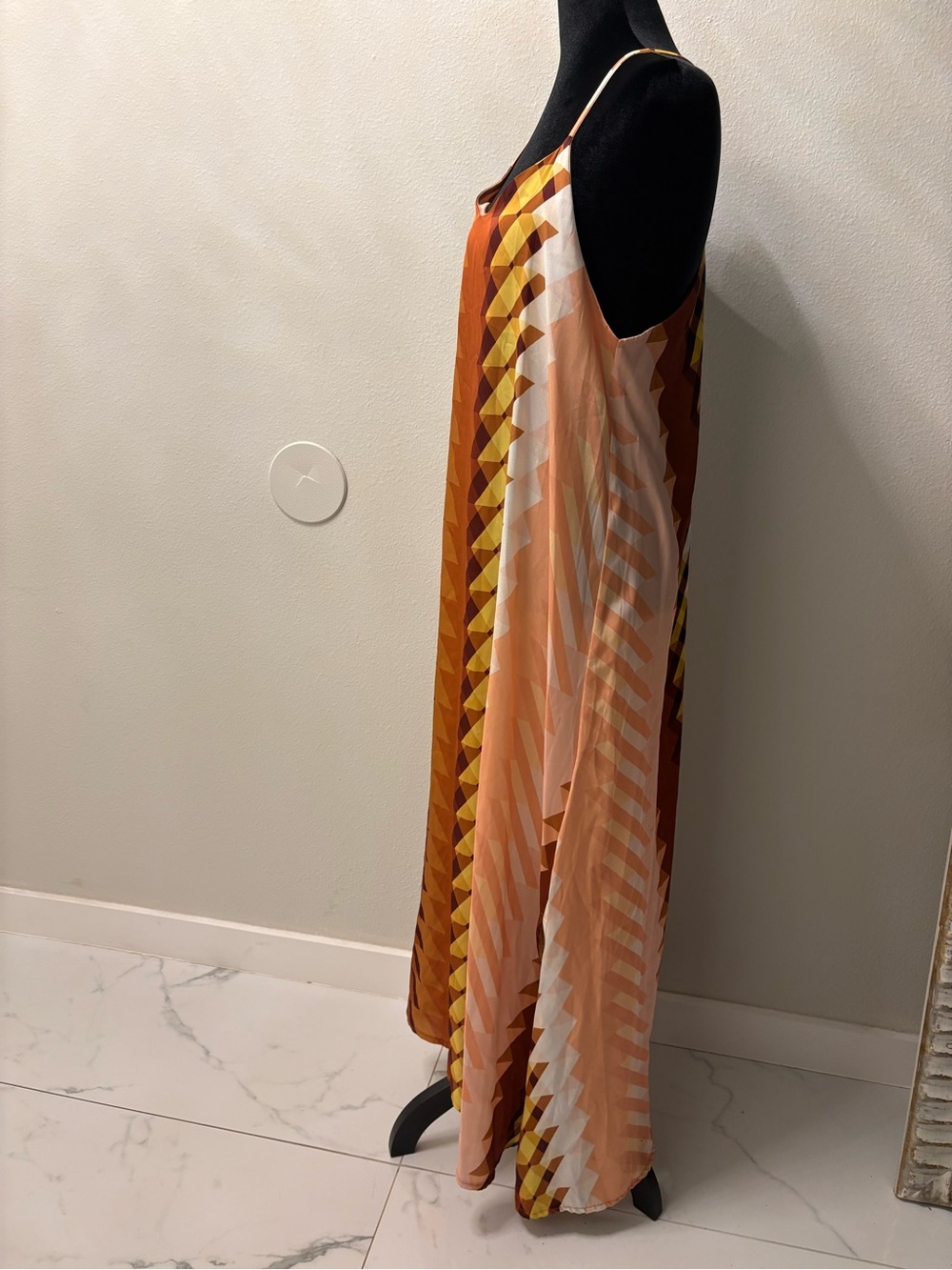 Venti6 Orange Geometric Maxi Slip Dress Size S - Picture 4 of 9